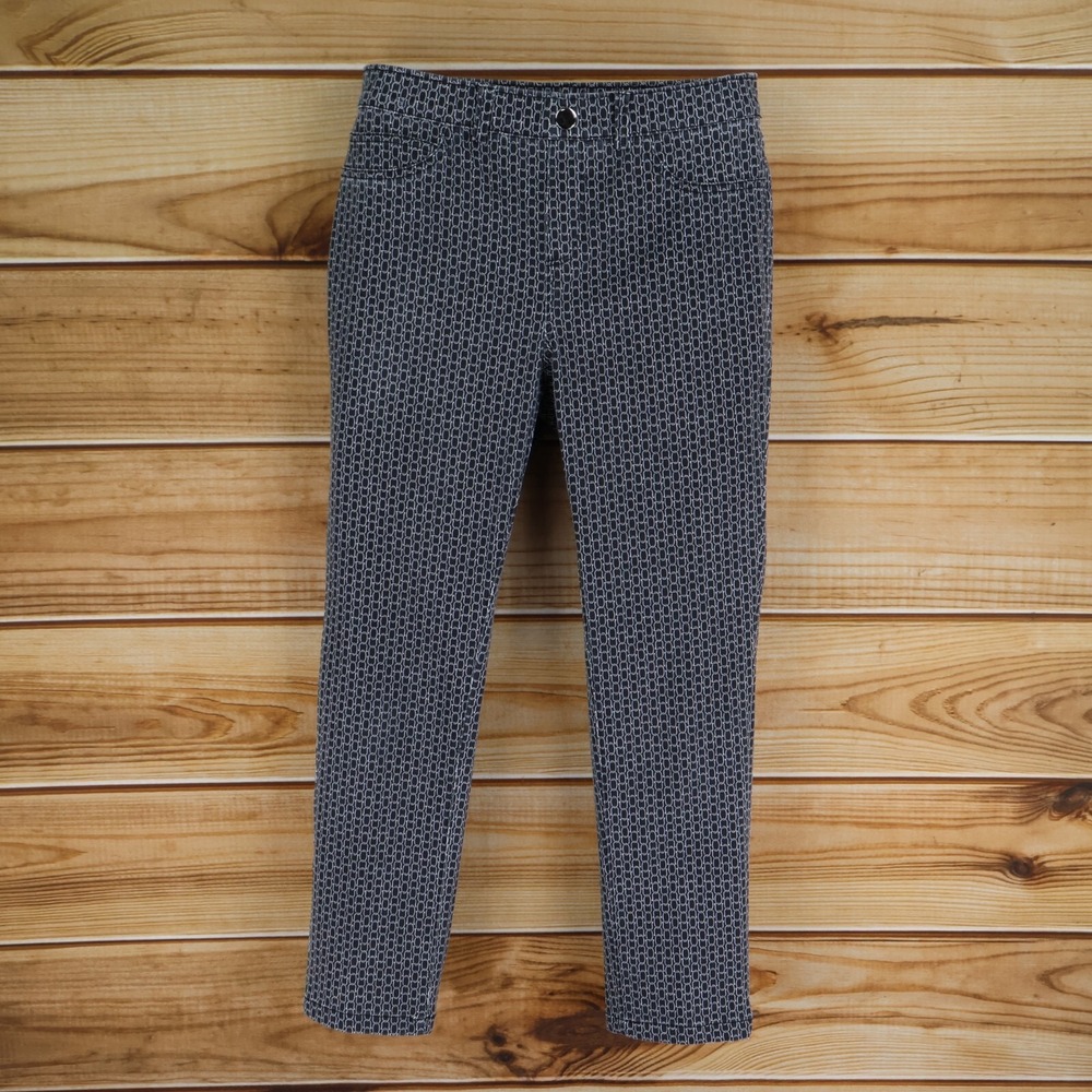 Rafaella Jeggings Jeans Womens Sz 8 Black Geometric Straight Leg Stretch Comfort